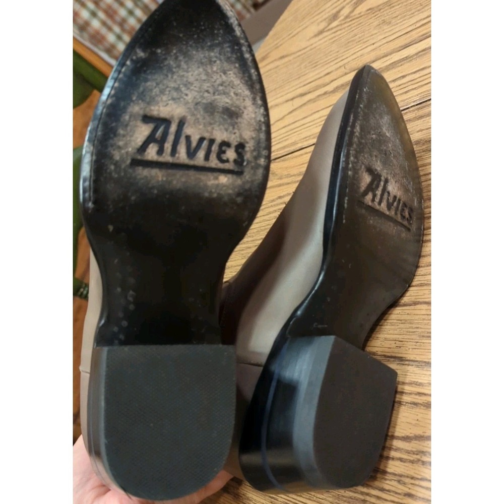 Women's Alvies The Rainey Gray Leather Cowgirl Ankle Boots Size 8.5 B - Picture 11 of 11